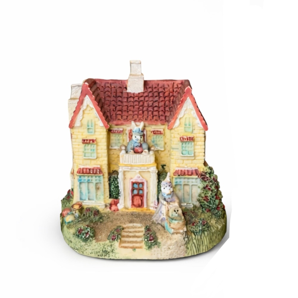 Charming Miniature Bunny House Figurine
